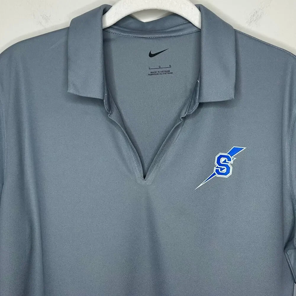 NWT Nike Ladies Dri-FIT Micro Pique 2.0 Polo Shirt Size L Saratoga Blue Streaks
